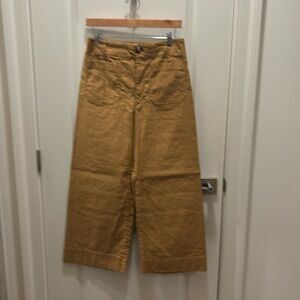 Maeve Anthropologie Colette Cropped Wide Leg Pants mustard yellow